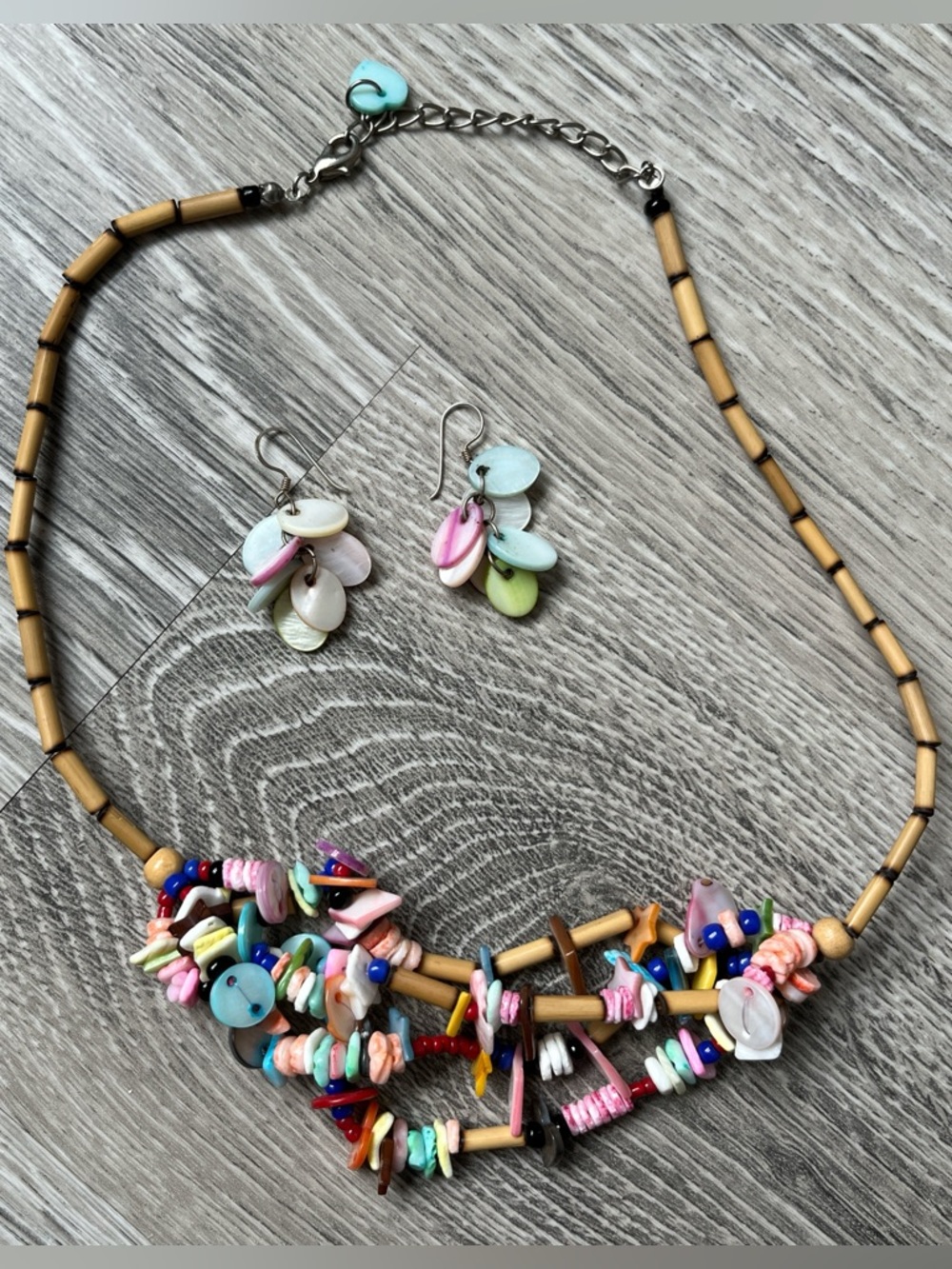 Colourful Y2K Beaded Necklace and Earrings Set